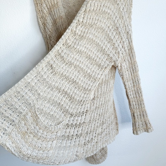 Free People last night striped beige open knit boho cardigan size small - Picture 4 of 7